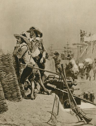 Att lägga grunden för brittiskt styre i Indien (gravyr) av Richard Caton Woodville junior